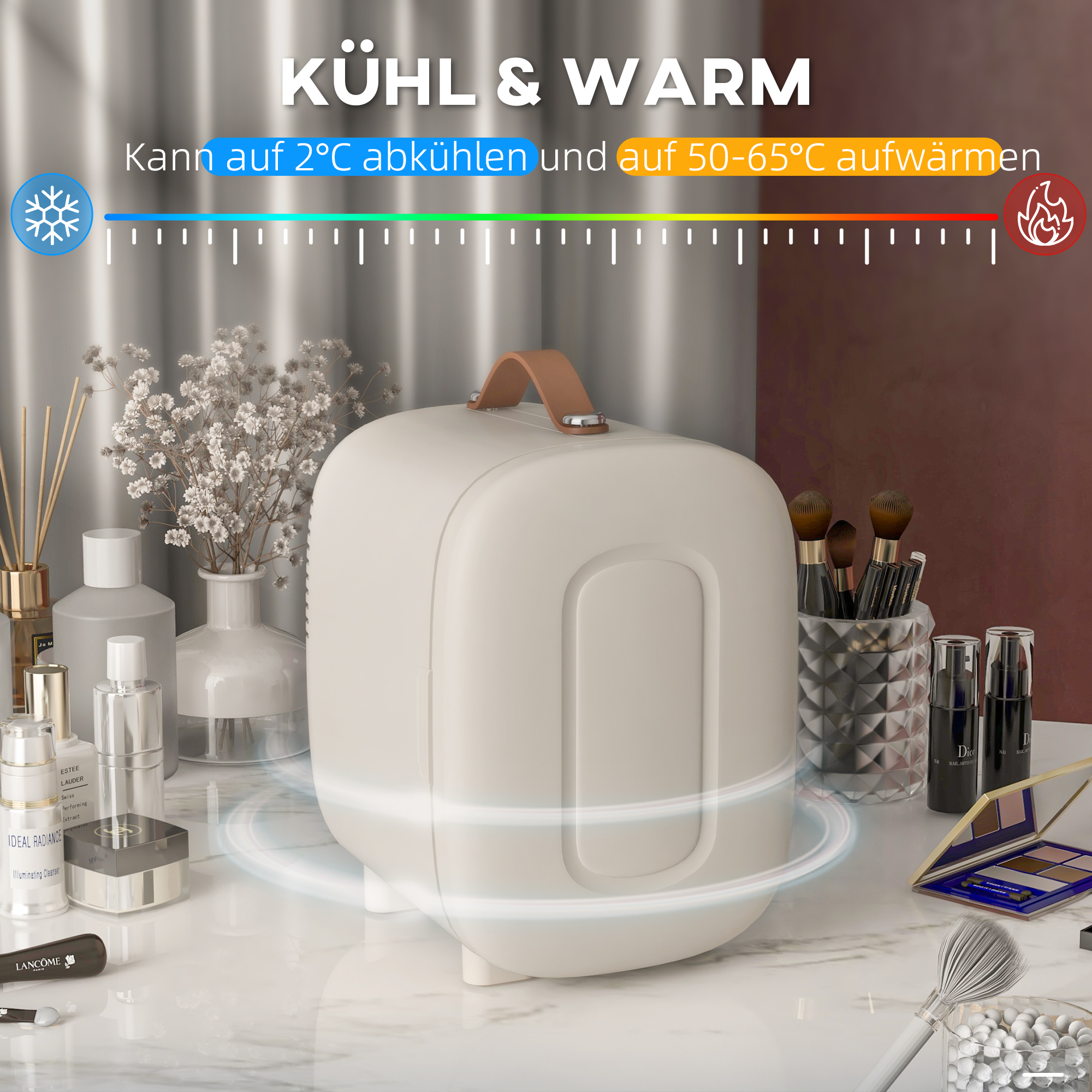 Mini Kühlschrank Kühlschrank Beauty Fridge, 4 L Fassungsvermögen, 20,3 x 26,3 x 28 cm, Cremeweiß