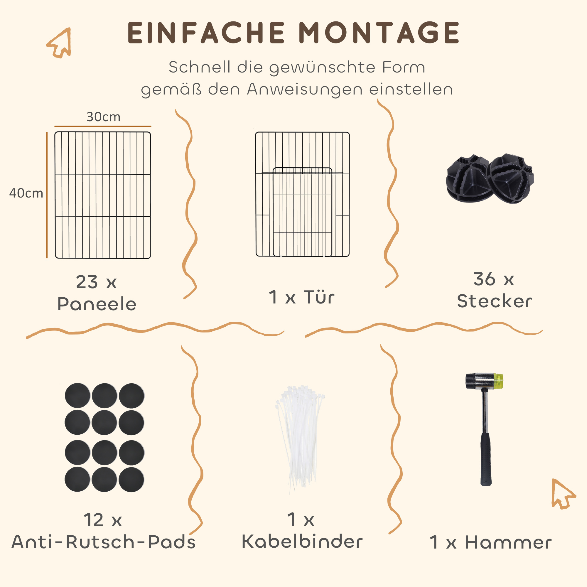 Kleintierkäfig, Außengehege, modulare Bauweise, 0,72 m² Fläche, Stahl, Schwarz