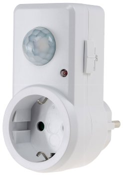 Zwischenstecker mit Bewegungsmelder, 120°, 9m Reichweite , 230V/1200W, weiß
