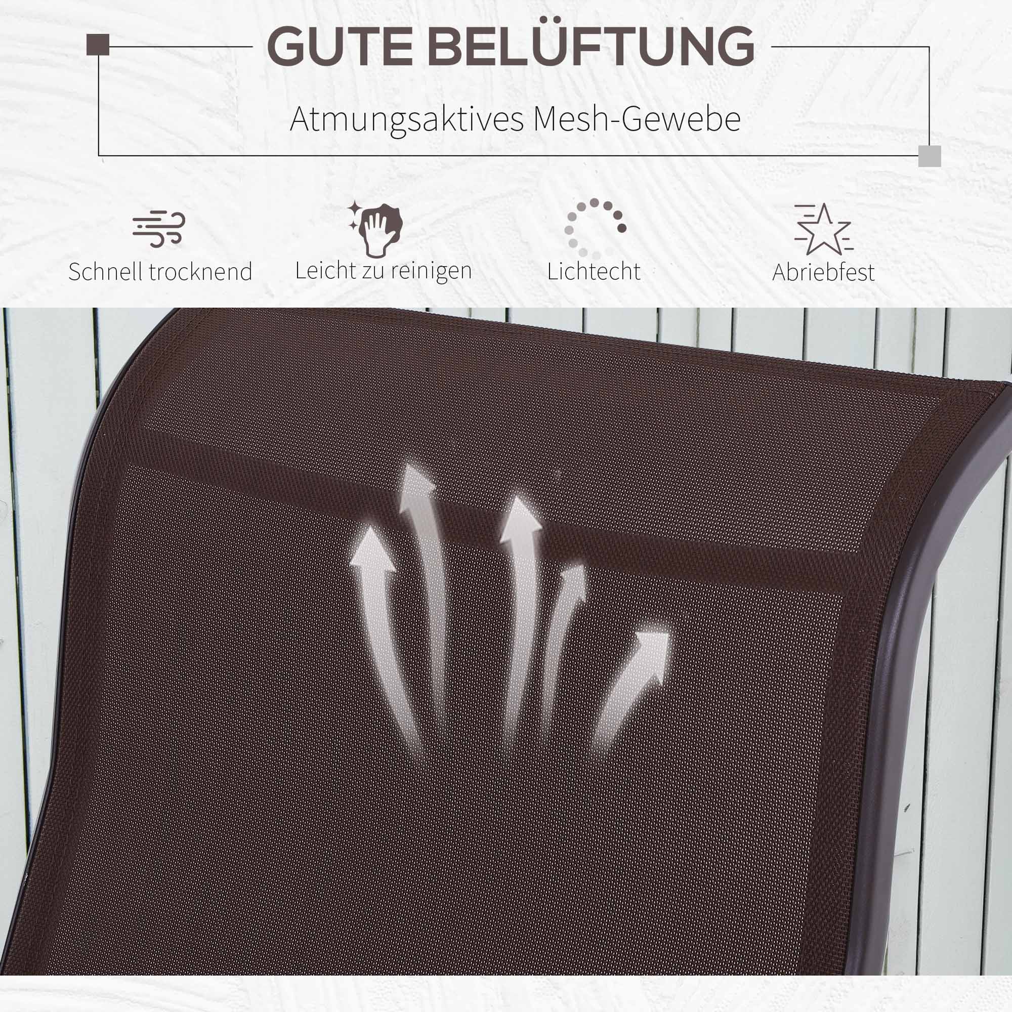 Schaukelstuhl Garten Gartenstuhl Relaxstuhl Gartenschaukel Garten Metall Schaukel Stuhl für Garten Terrasse Balkon Texteline Braun 60 x 78 x 105 cm