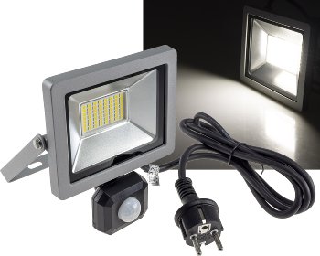 LED-Fluter SlimLine "CTF-SLT30 PIR", 30W, IP44, 2960lm, 4200K, Bewegungsmelde