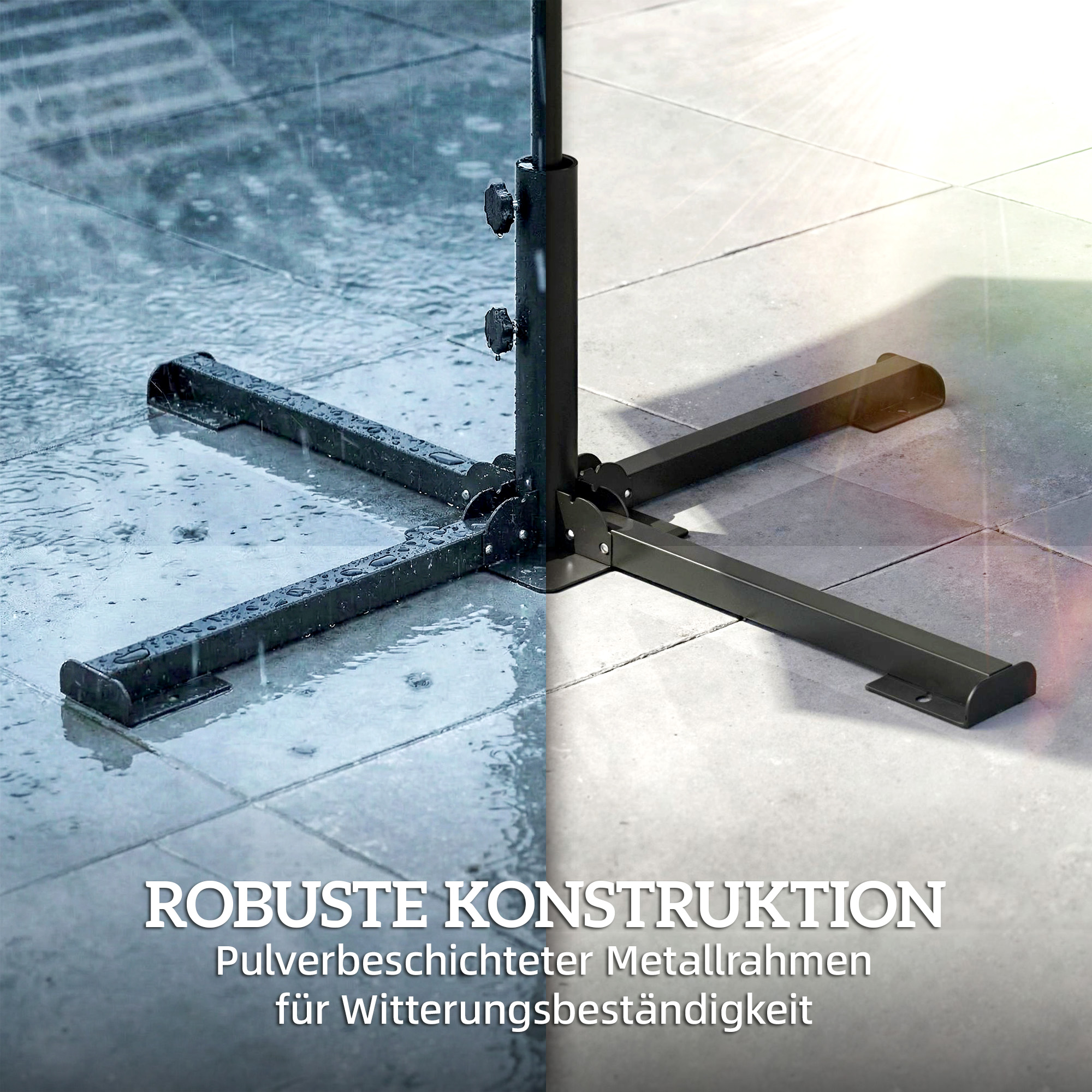 Sonnenschirmständer Klappbarer Schirmständer Rohrdurchmesser 38 und 48 mm Kreuzständer für Sonnenschirme, Dunkelgrau