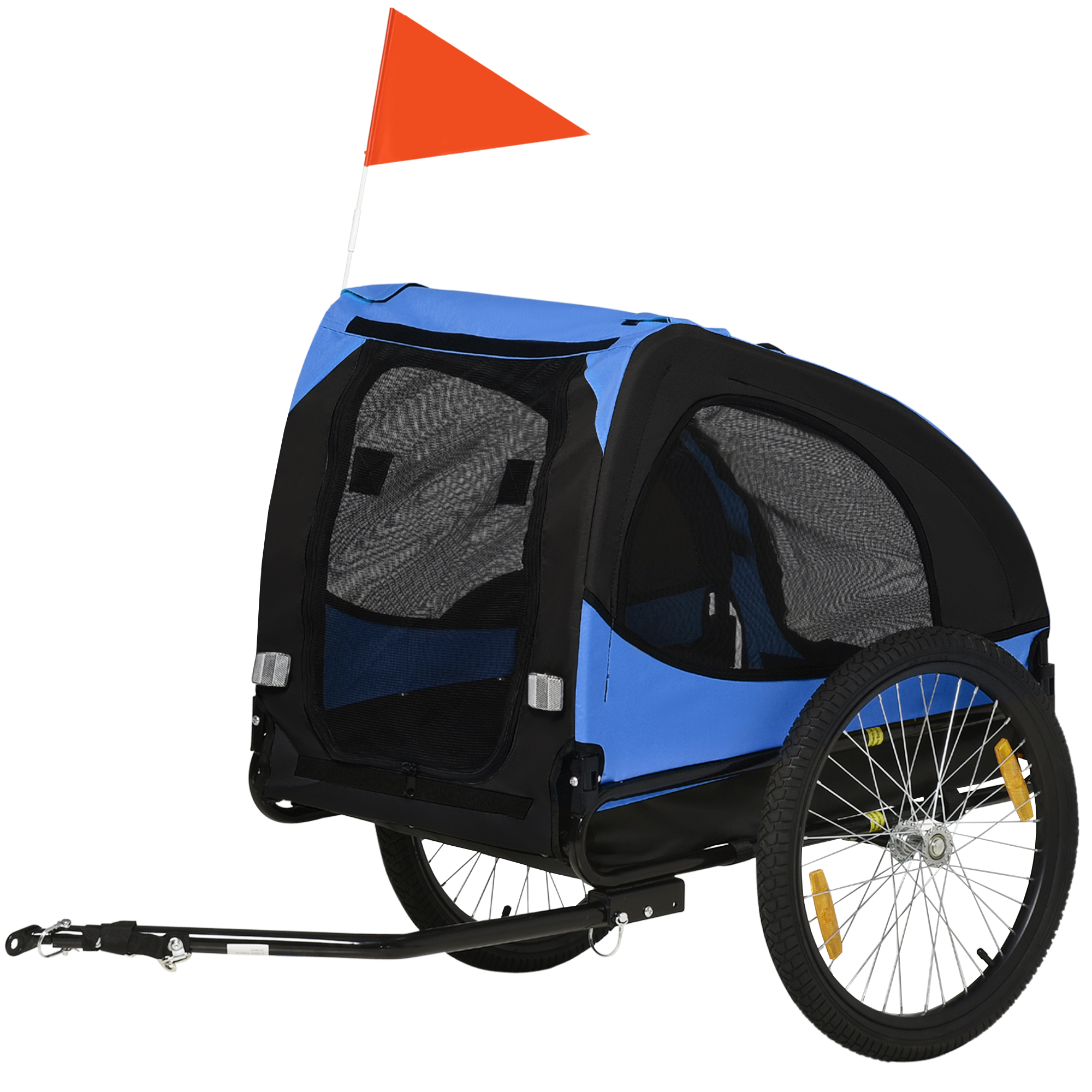 Hundeanhänger, klappbarer Hunde-Fahrradanhänger, wasserbeständig, Oxfordstoff, Stahl, 140 x 71 x 83 cm, Blau Hundeanhänger, klappbarer Hunde-Fahrradanhänger, wasserbeständig, Oxfordstoff, Stahl, 140 x 71 x 83 cm, Blau