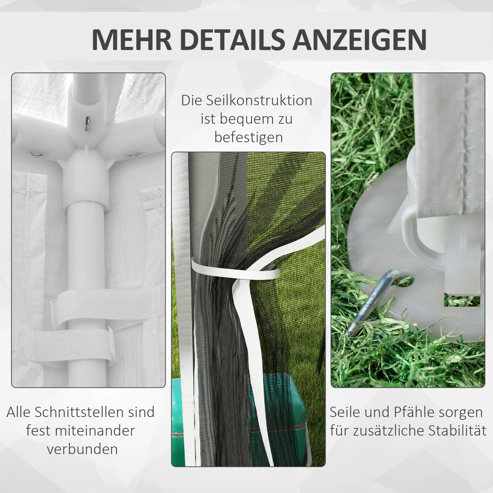 Pavillon Gartenzelt 3 x3 m Pavillon, wetterbeständig, faltbar, 395cm x 295cm x 255 cm, Weiß