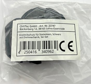 Einsteckschutz für Steckdosen, Schwarz, mit Drehmechanik, 5er-Set