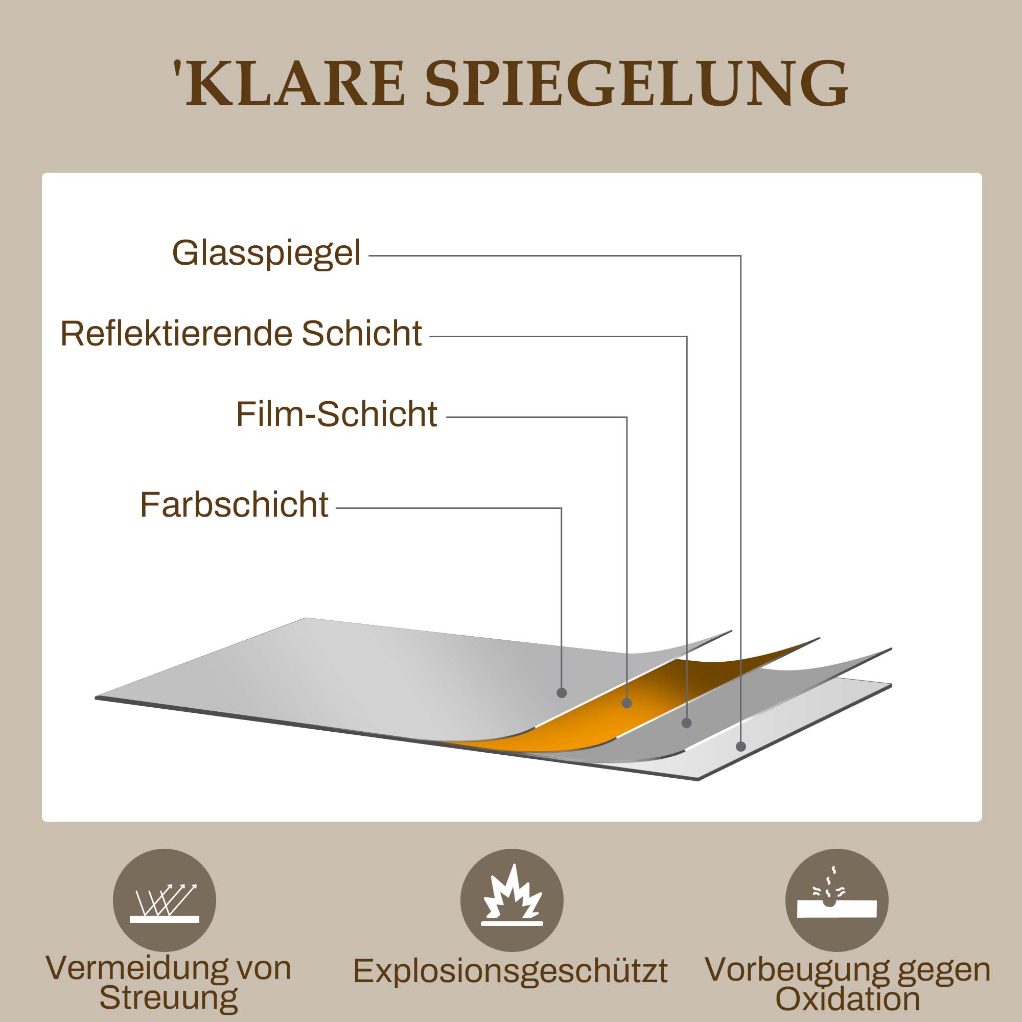 Wandspiegel, Fenster-Design, Flurspiegel, Metallrahmen, 110 x 65 cm, Gold