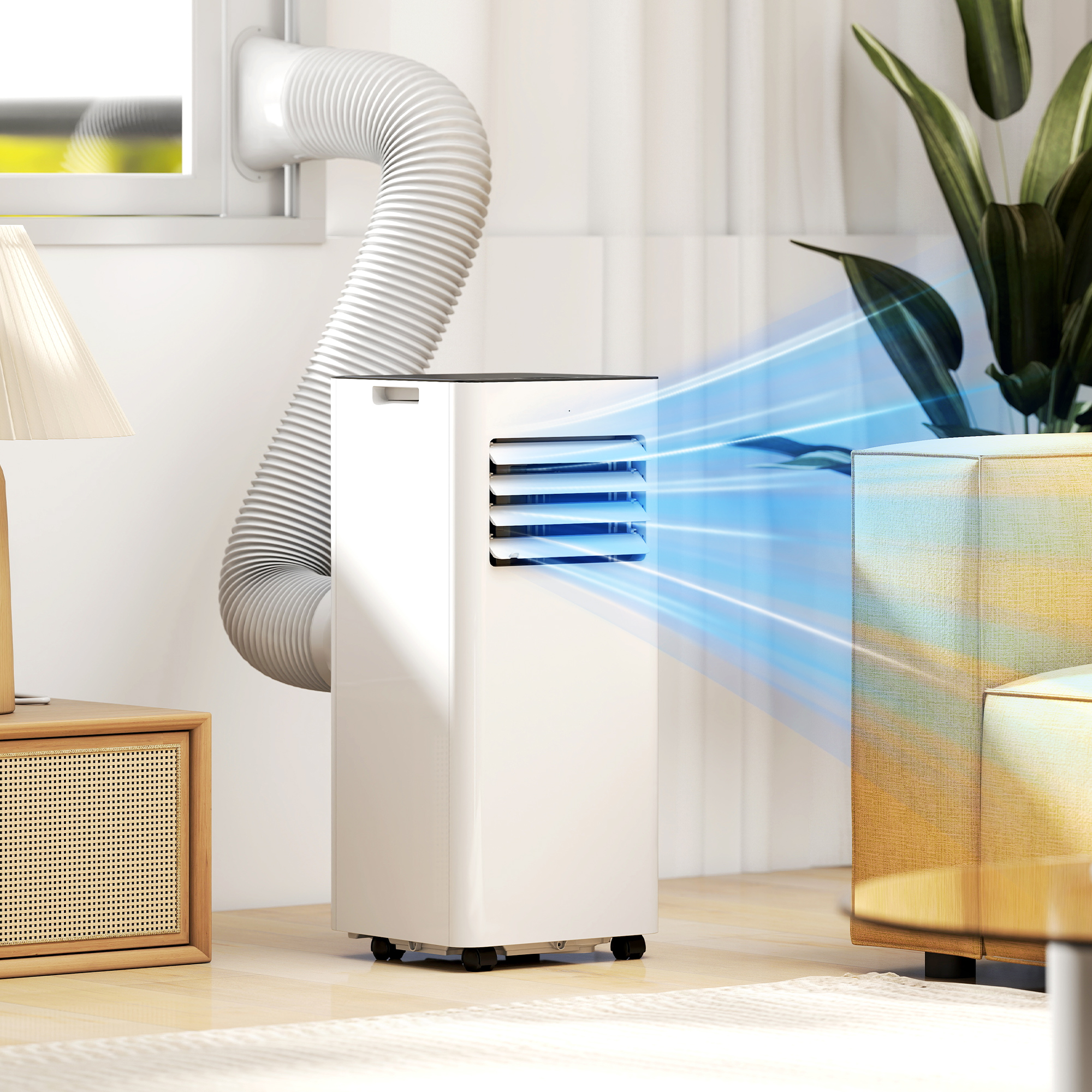 3-in-1 Klimaanlage, Ventilator mit LED-Anzeige, waschbarer Filter, Timer, Weiß