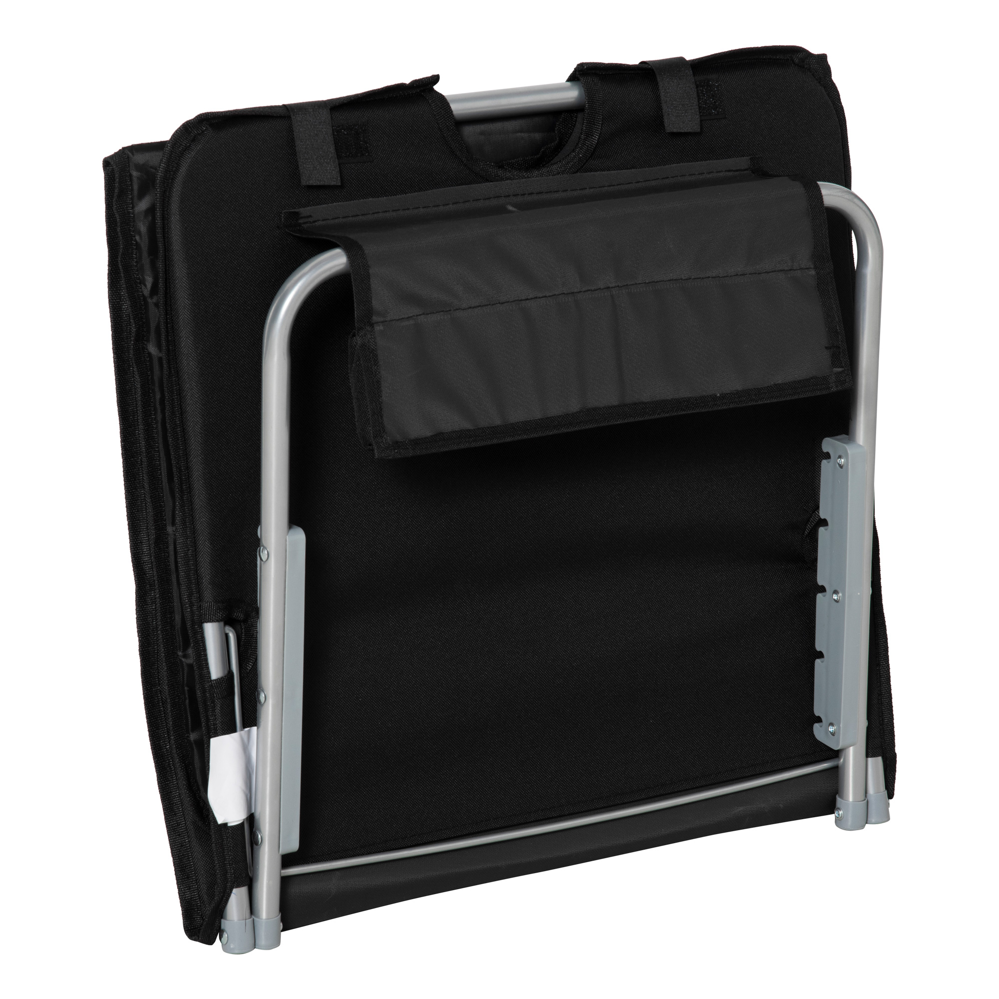 Strandliege Sonnenliege Gartenliege, klappbar, verstellbare Rücklehne, Seitentasche, 48 cm x 134 cm x 33-43 cm, Schwarz