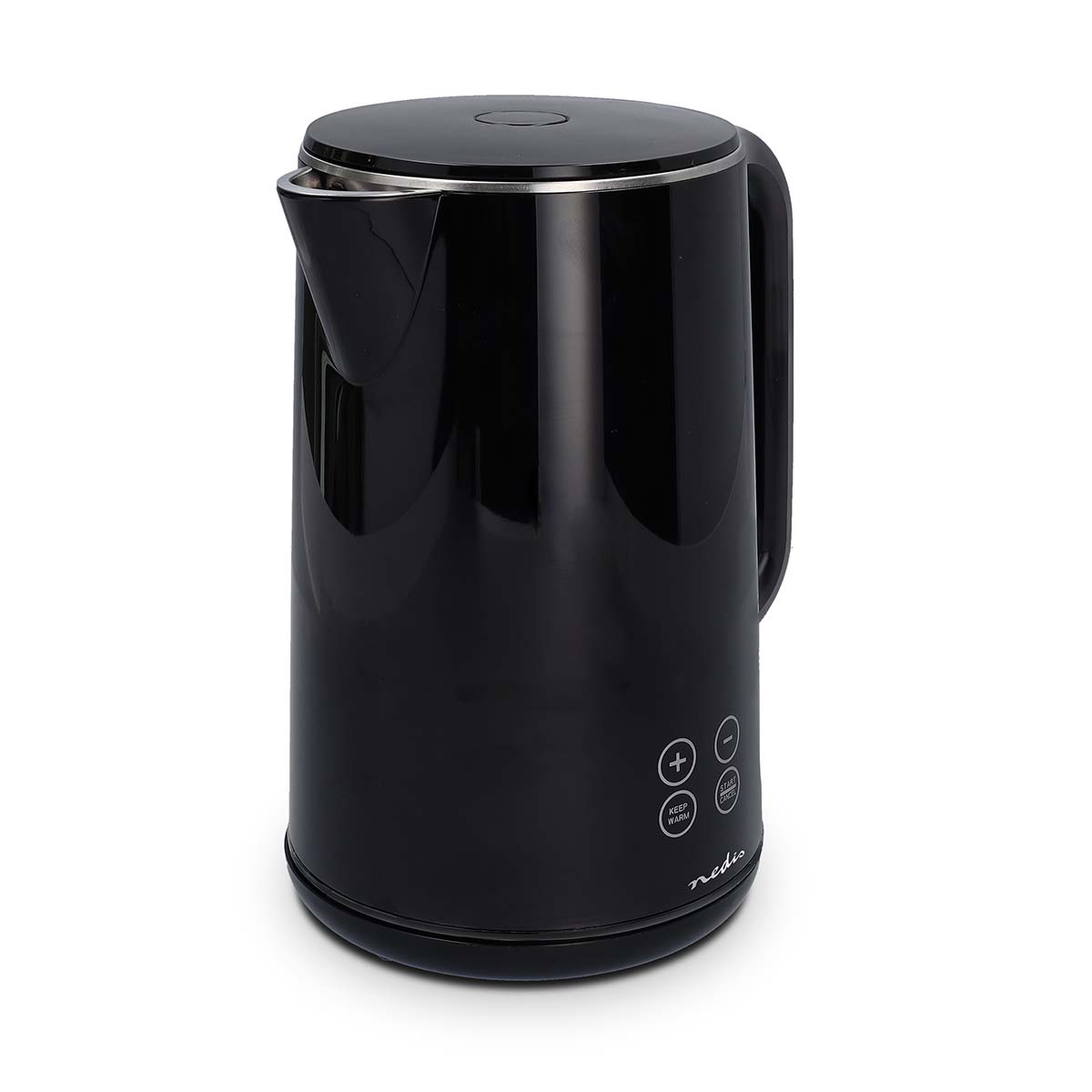 Wasserkocher | 1.7 l | Plastik | schwarz | 50,60,70,80,90,100 °C | Temperaturanzeige | Um 360 Grad drehbar | Verdecktes Heizelement | Strix Controller | Boil-dry protection