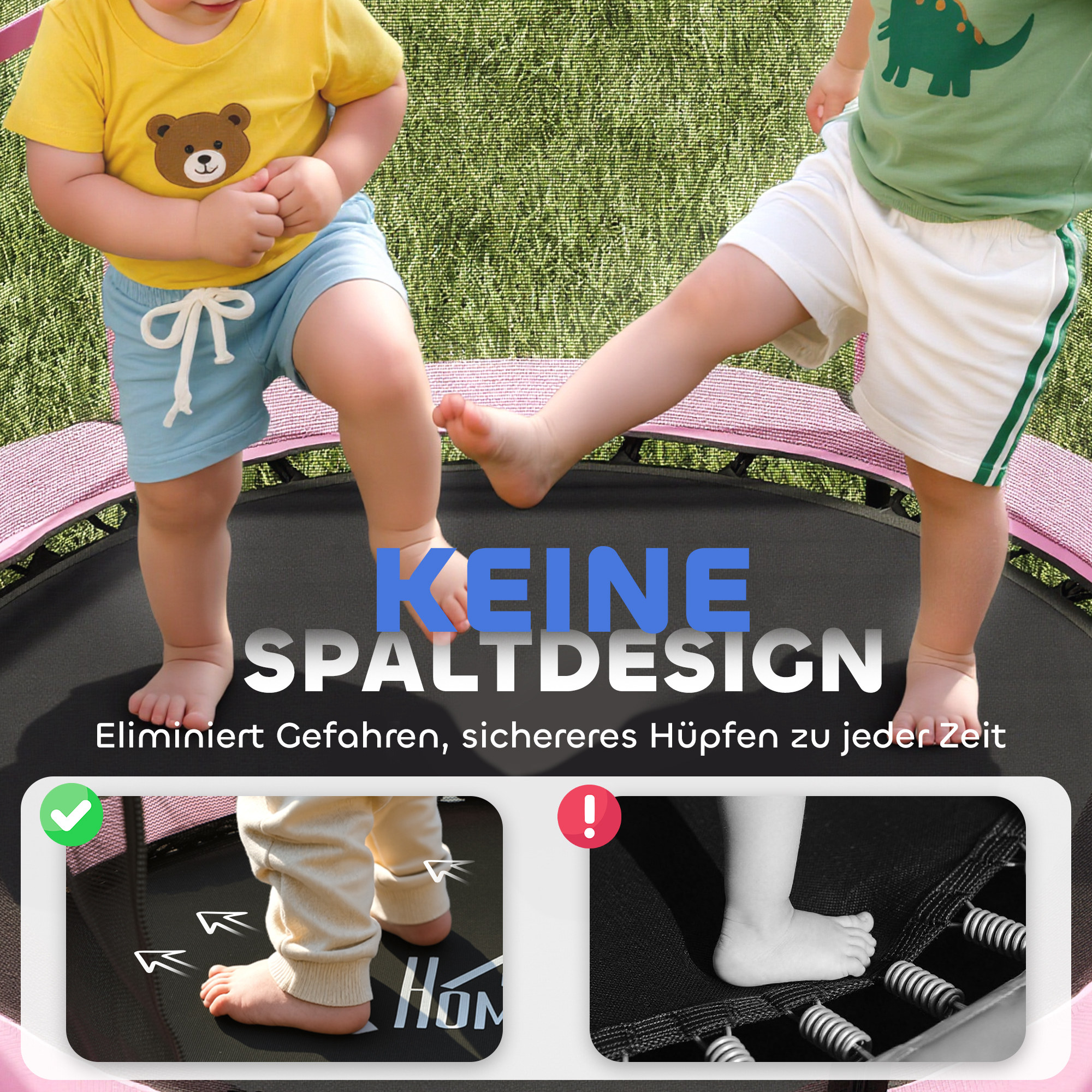Trampolin für Kinder, Ø140 cm, mit Sicherheitsnetz, für innen und außen, Stahl, Kunststoff, belastbar bis 50 kg, Rosa