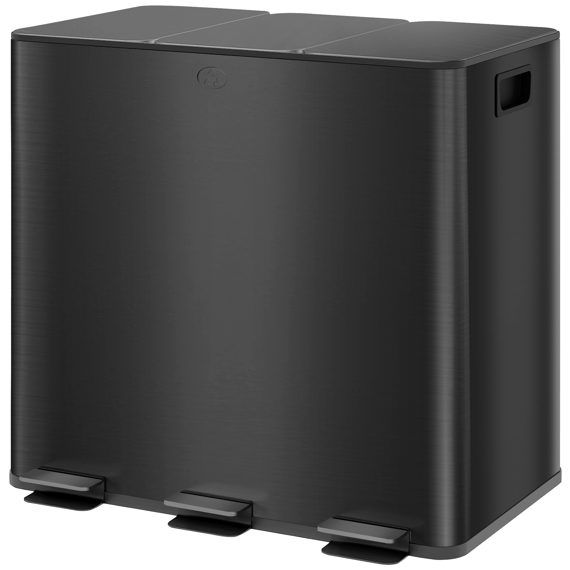 Mülleimer mit 3 x 15L Fächern, Deodorant-Deckel, fingerabdrucksicher, Soft-Close, herausnehmbar, Schwarz