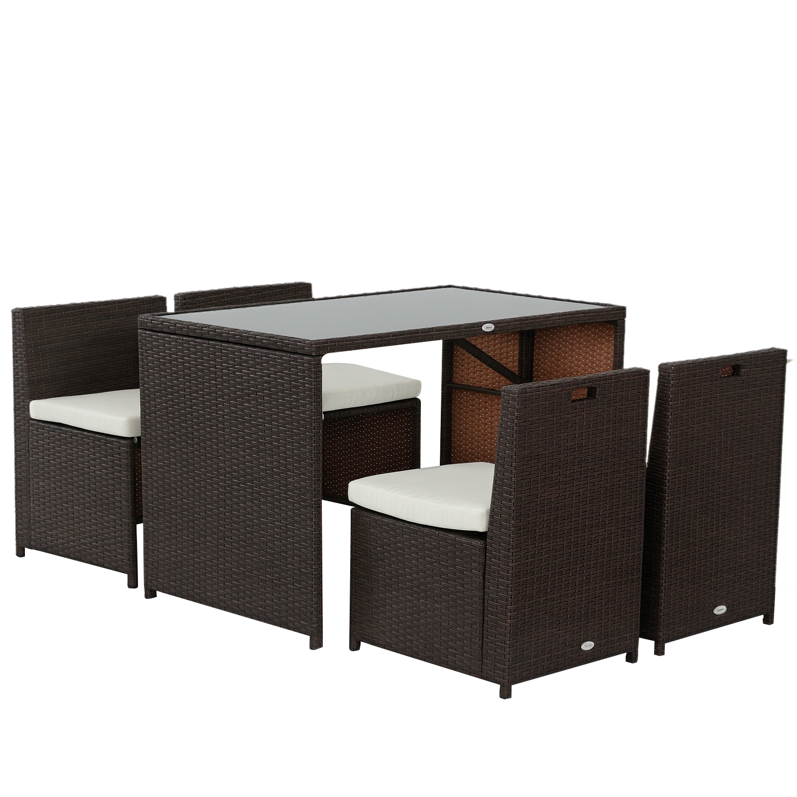 5-teiliges Polyrattan Gartenmöbel-Set, wetterfest Balkonmöbel für 4 Personen Terrassenmöbel mit Tisch 4 Stühle Kissen, Lounge-Set Essgruppe Sitzgruppe für Balkon, Garten, Braun+Khaki 5-teiliges Polyrattan Gartenmöbel-Set, wetterfest Balkonmöbel für 4 Personen Terrassenmöbel mit Tisch 4 Stühle Kissen, Lounge-Set Essgruppe Sitzgruppe für Balkon, Garten, Braun+Khaki