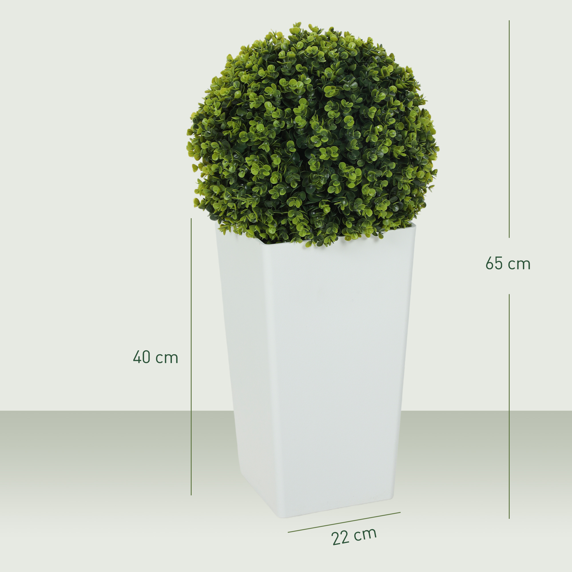 2er-Set Künstlicher Eukalyptuskugeln 65 cm Kunstpflanze mit UV-Schutz, 330 Blättern im Topf, Grün