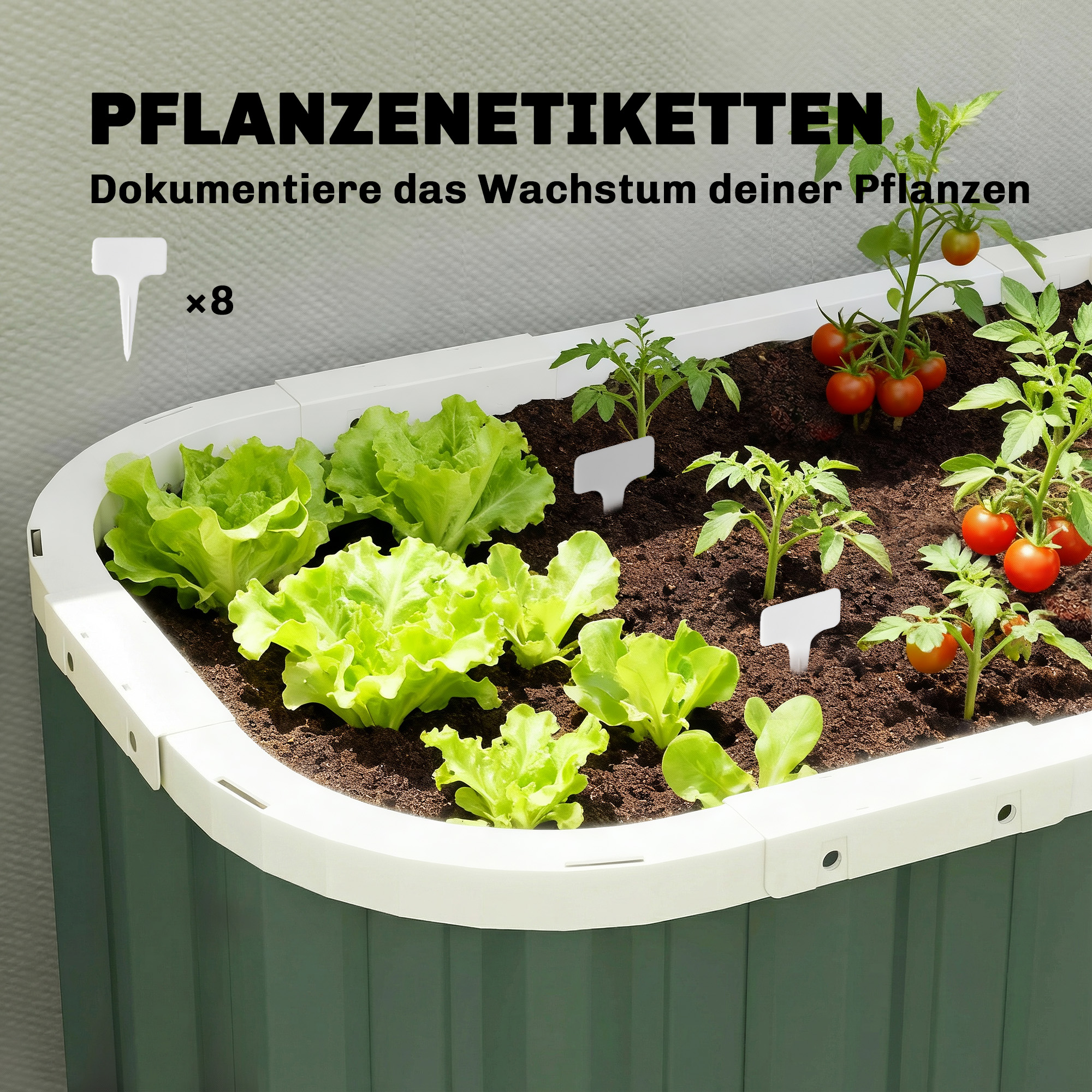 Hochbeet Metall 136 x 53 x 61 cm Tief Gartenbeet mit Schutzkanten Pflanzenetiketten Handschuhe Offenem Boden