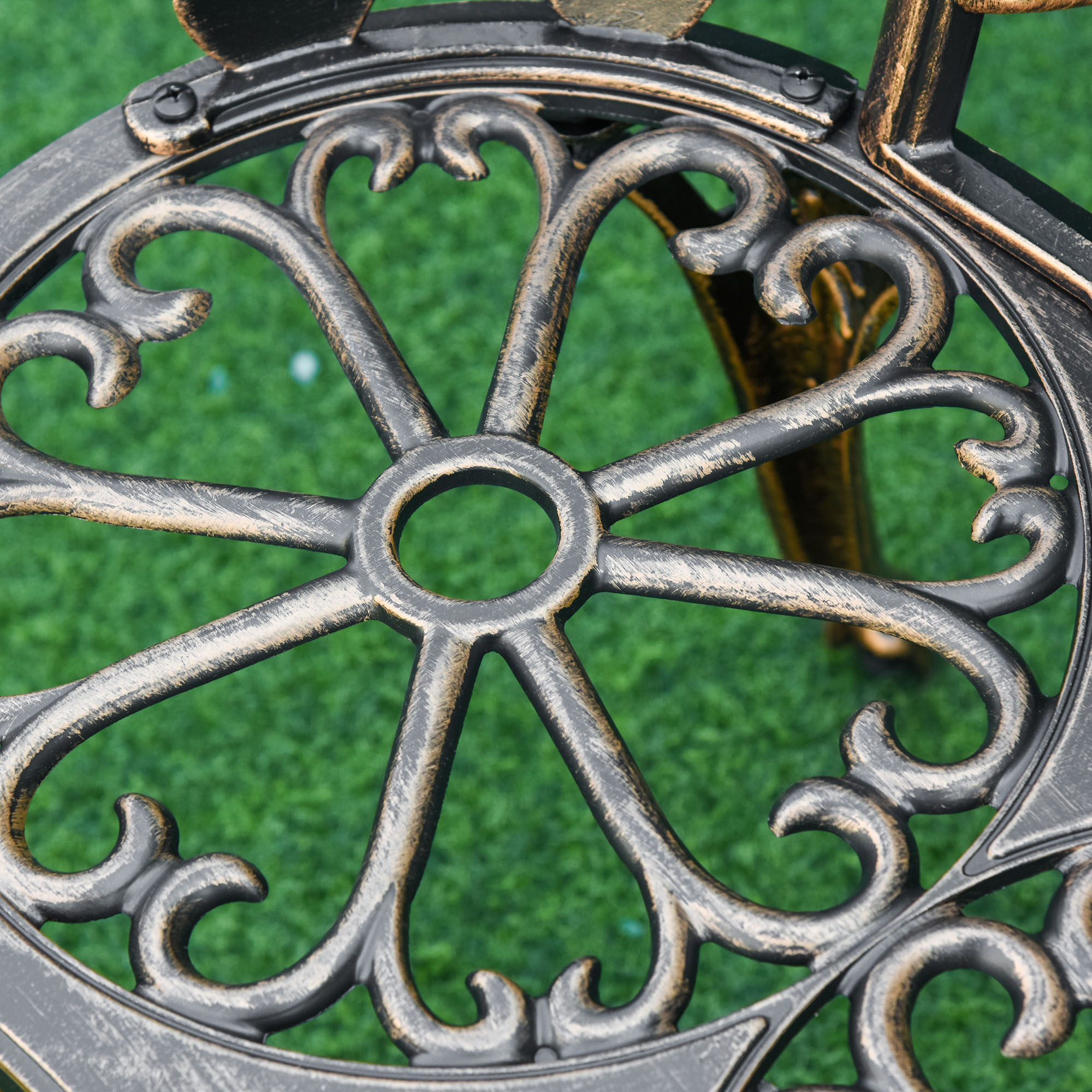 Gartenbank 2-Sitzer aus Metall, Sitzbank im Retro Stil, Parkbank mit Blumenmuster 100 x 54 x 78 cm, Bronze