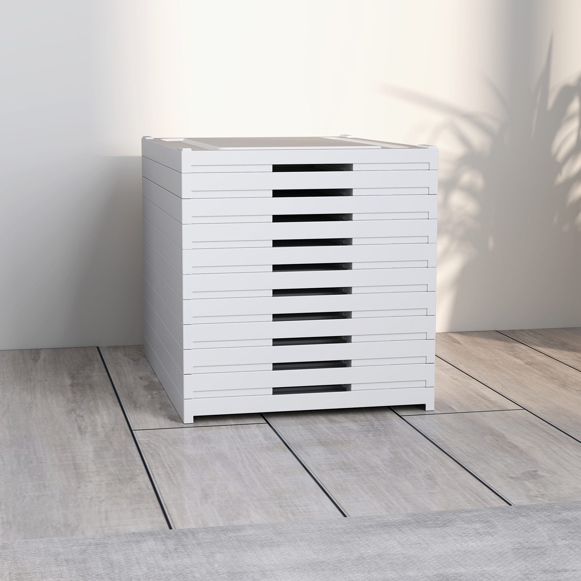 10-stufiges Schuhregal, Schuhschrank, faltbar, belüftete Rückseite, Kunststoff, Weiß