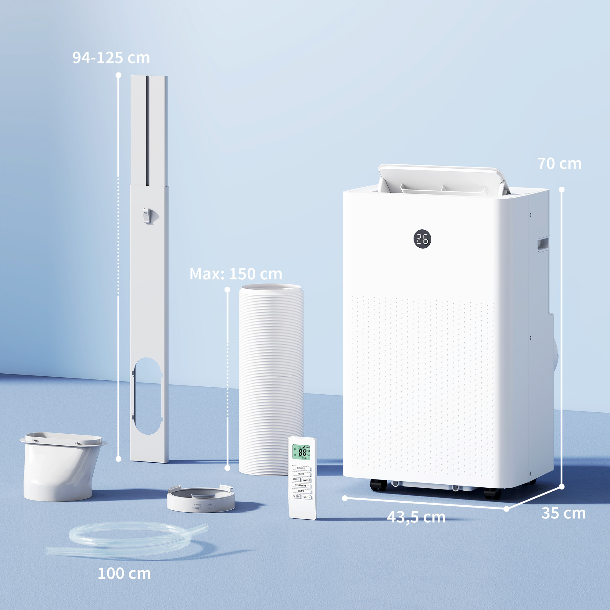 tragbares Klimagerät mit 12.000 BTU, 4-in-1 Klimaanlage mit WiFi- und Sprachsteuerung, Kühlung, Entfeuchter, Ventilator, Schlafmodus