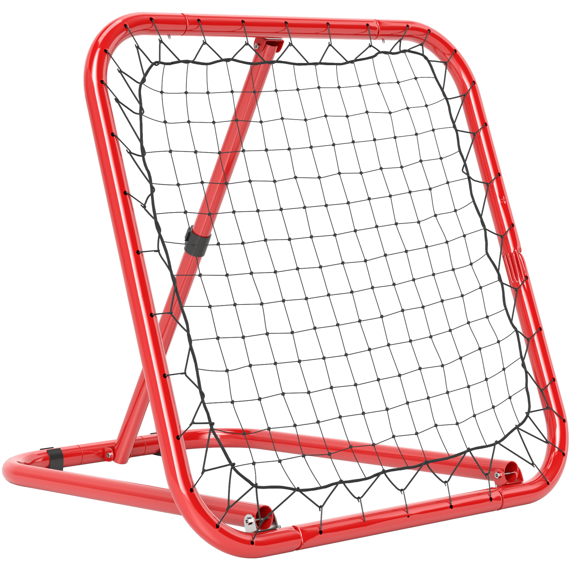Fußball Rebounder-Netz, klappbar, Rückprallwand, Verstellbar in 5 Stufen, Metall, 78 x 84 x 65-78 cm, Rot