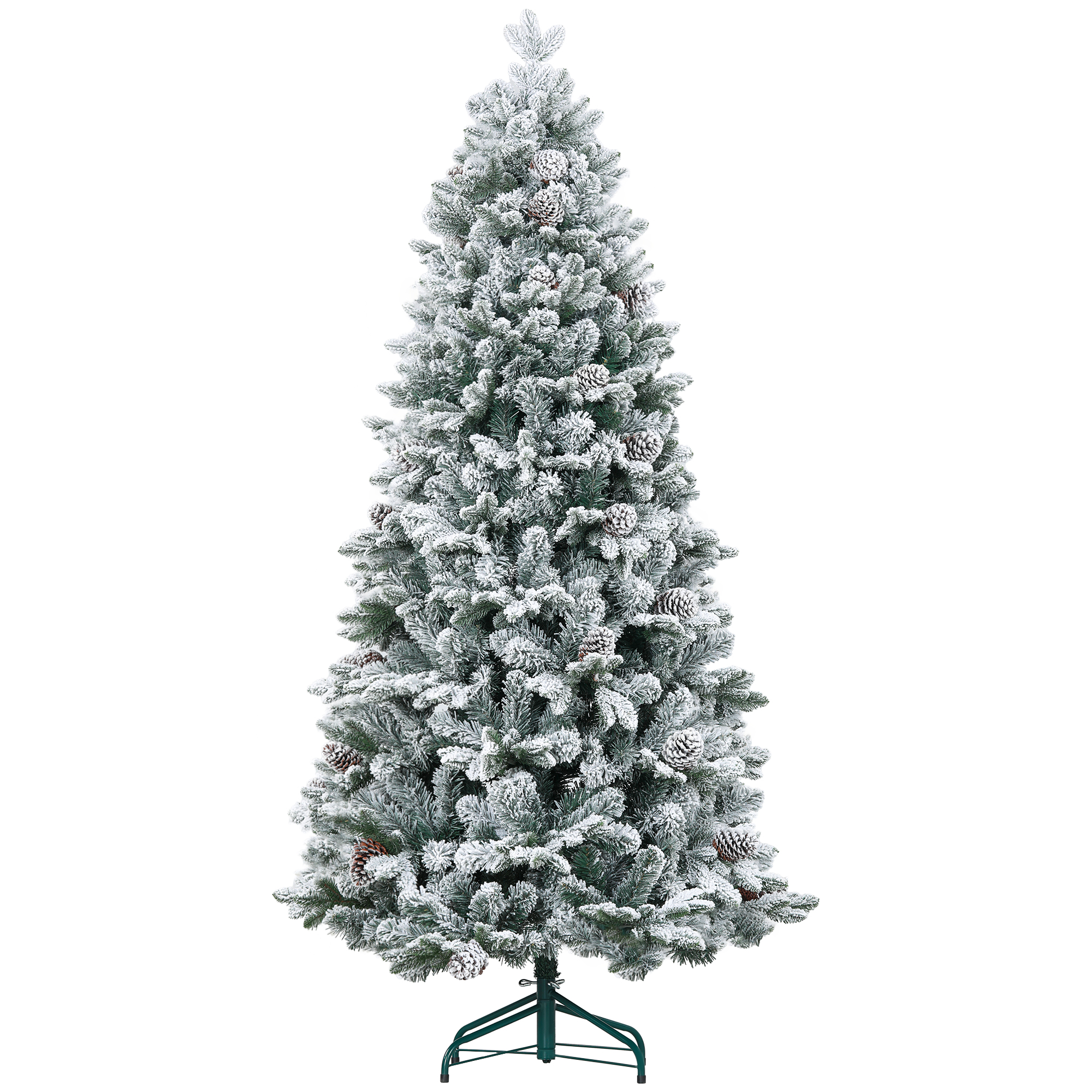 Künstlicher Weihnachtsbaum, Kunstschnee & Tannenzapfen, realistisch, flammhemmend, Metallfuß, 183 cm, Grün Weihnachtsbaum, Kunstschnee & Tannenzapfen, realistisch, flammhemmend, Metallfuß, 183 cm, Grün
