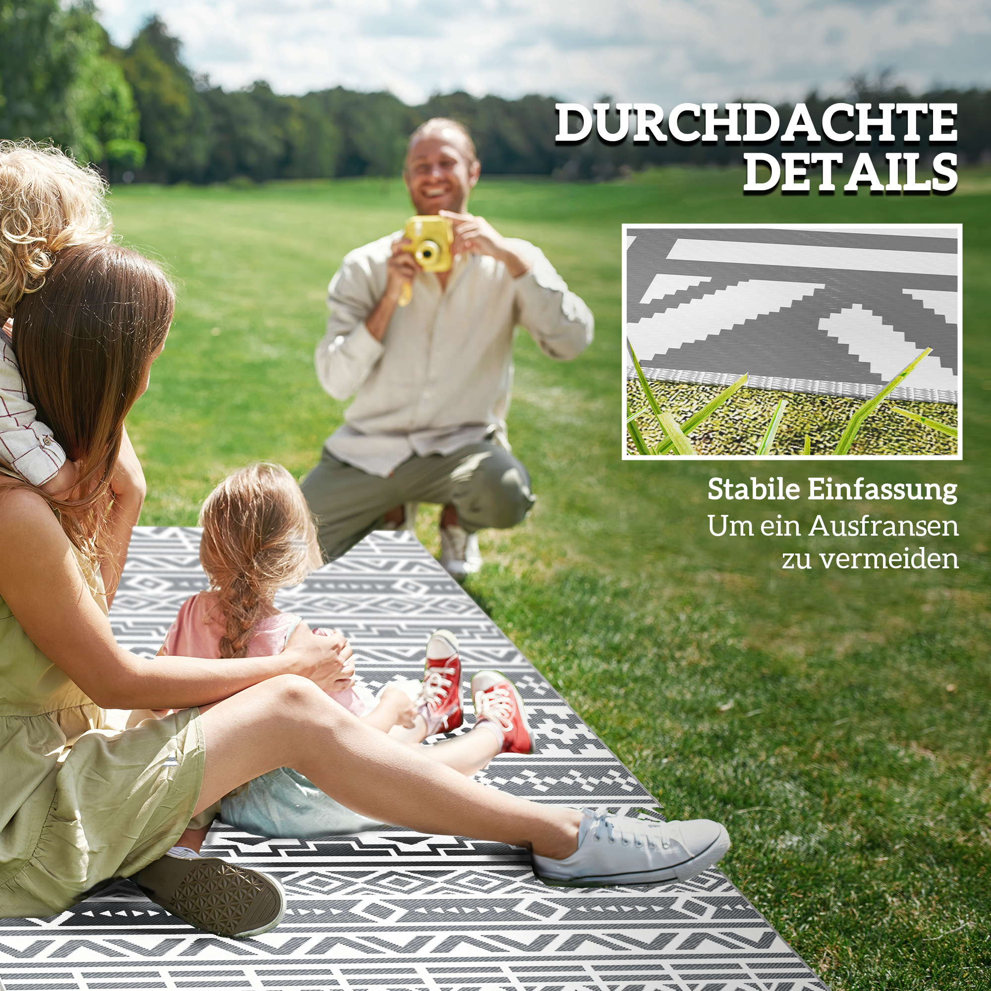 Outdoor Teppich robuster Wetterfest Outdoorteppich, Carpet mit Boho-Style, Outdoor-Teppich für Wohnzimmer Balkon