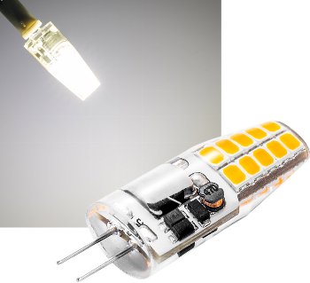 LED Stiftsockellampe G4 "Silikon W2", 4200k, 220lm, 300°, 12V/2W, neutralweiß