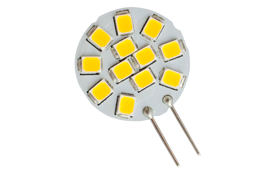LED Stiftsockellampe, G4, 12V, 1,2W, 12 LED's, 20mm, 120lm, warmweiß, 110mA