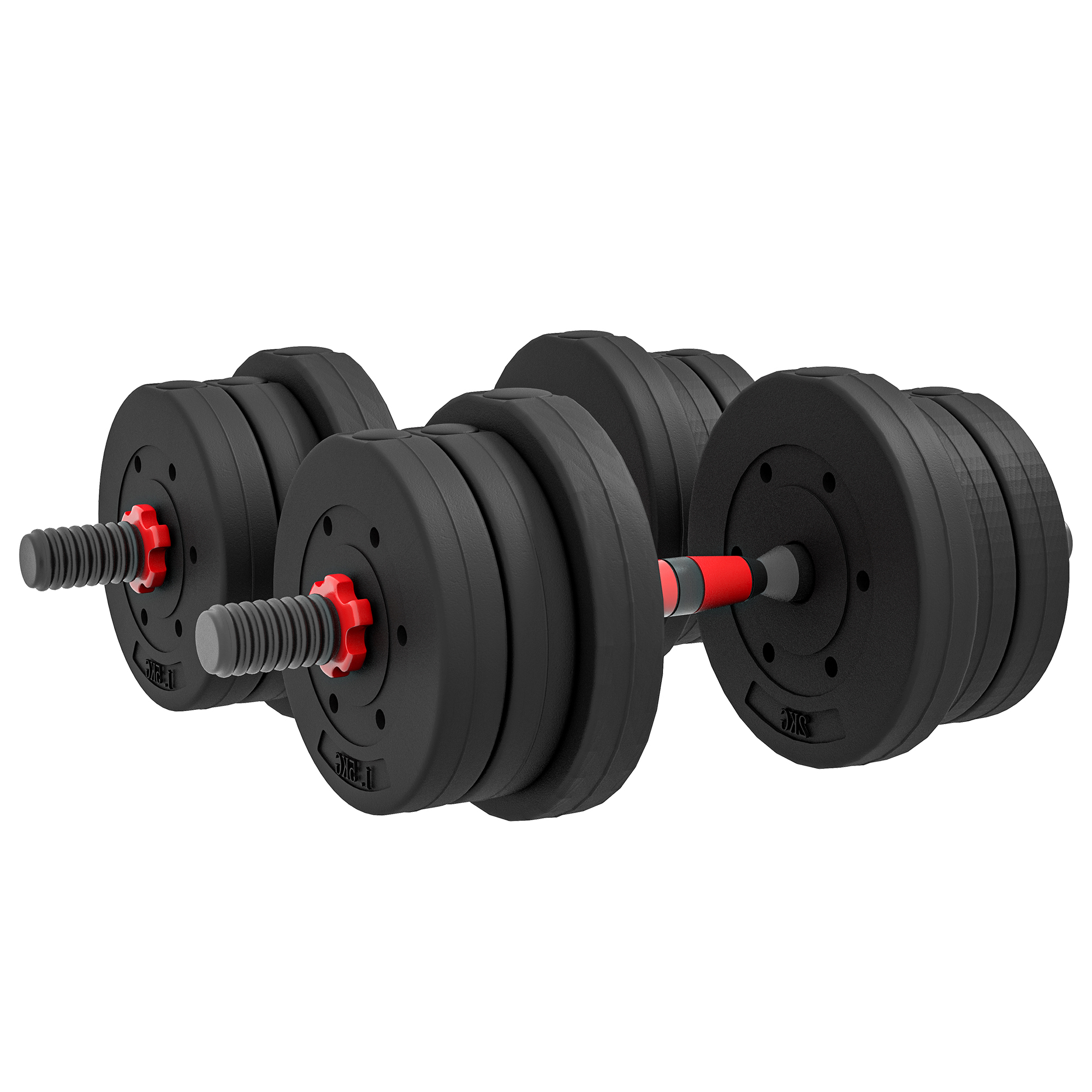 2 in 1 Hanteln Set 20 kg verstellbare Kurzhantel & Langhantel professionell Dumbbell Krafttraining Schwarz