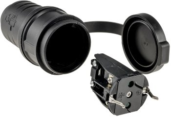 Schutzkontakt-Gummikupplung für Außen, Schutzkappe, 250V/16A, IP44