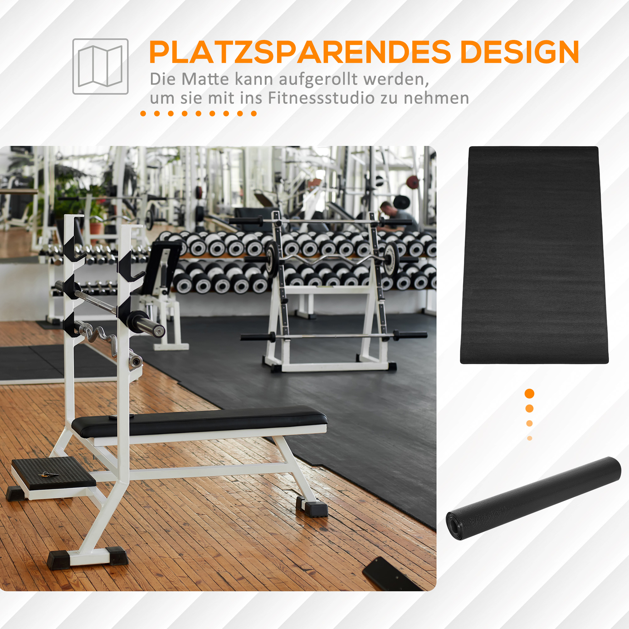 Bodenschutzmatte für Fitnessgeräte rutschfest Fitnessmatte 4 mm Dicke Unterlegmatte 200x100 cm Schwarz