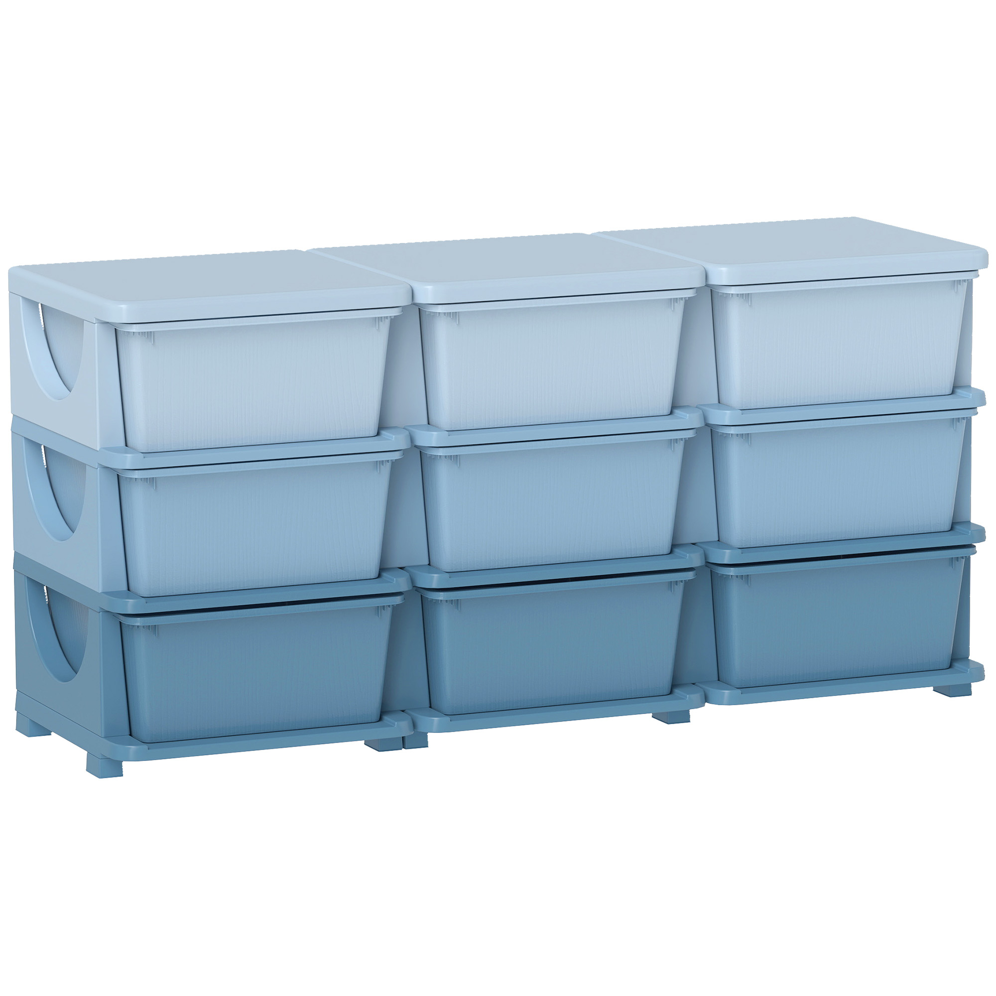 Aufbewahrungsbox für Kinder, Kinder-Aufbewahrungsbox, 9 Schubladen, Blau