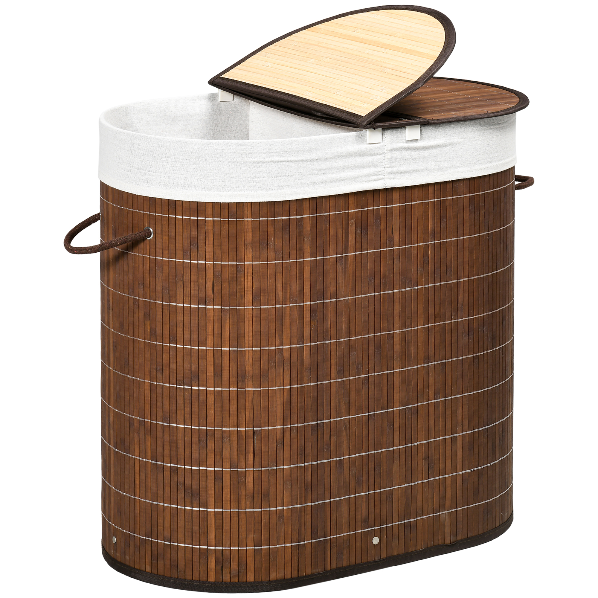Wäschekorb Wäschesammler, 100L Fassungsvermögen, abnehmbarer Deckel, 38 cm x 38 cm x 57 cm, Braun Wäschekorb Wäschesammler, 100L Fassungsvermögen, abnehmbarer Deckel, 38 cm x 38 cm x 57 cm, Braun