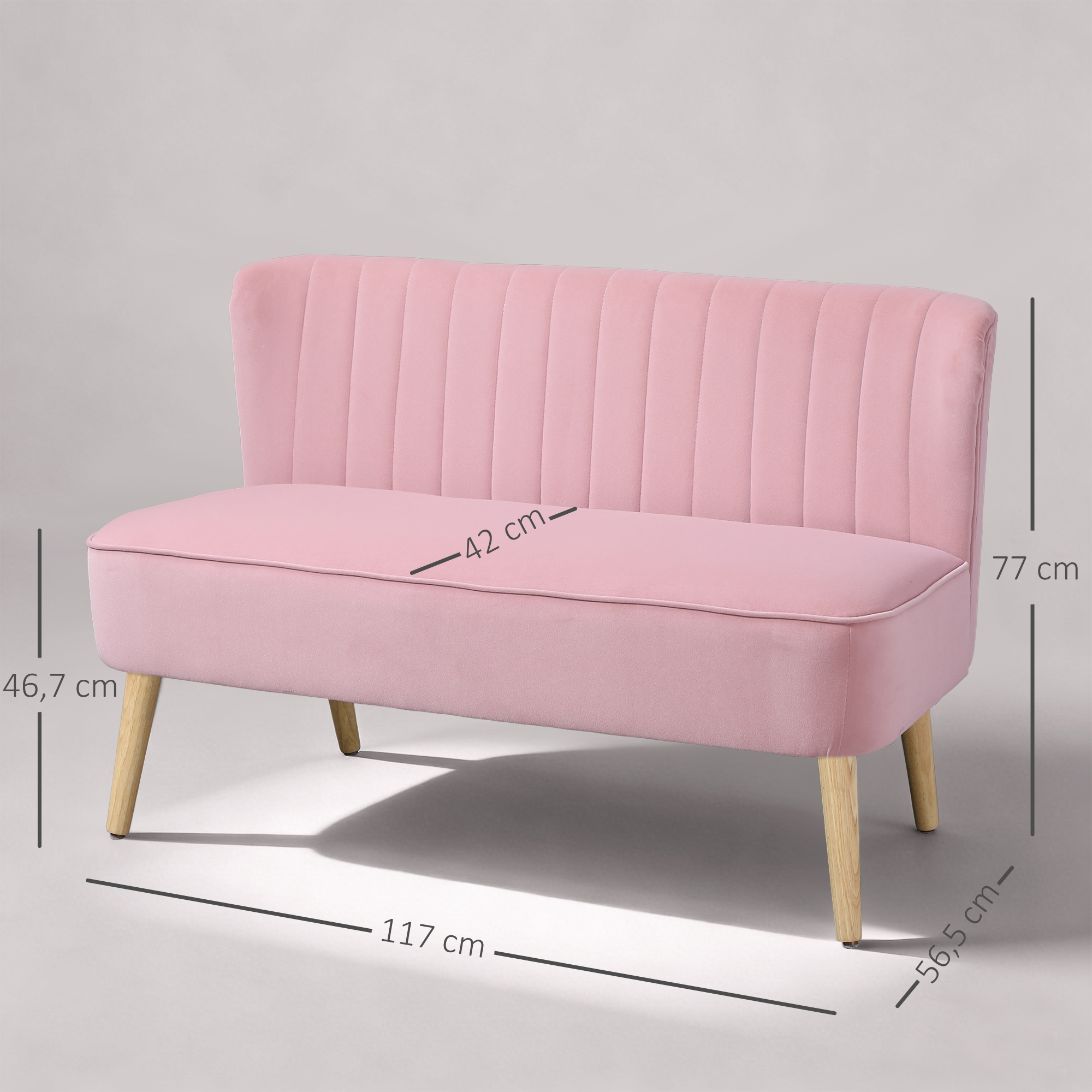 Sofa 2-Sitzer Stoffsofa Couch Polstersofa Loungesofa breit Rosa
