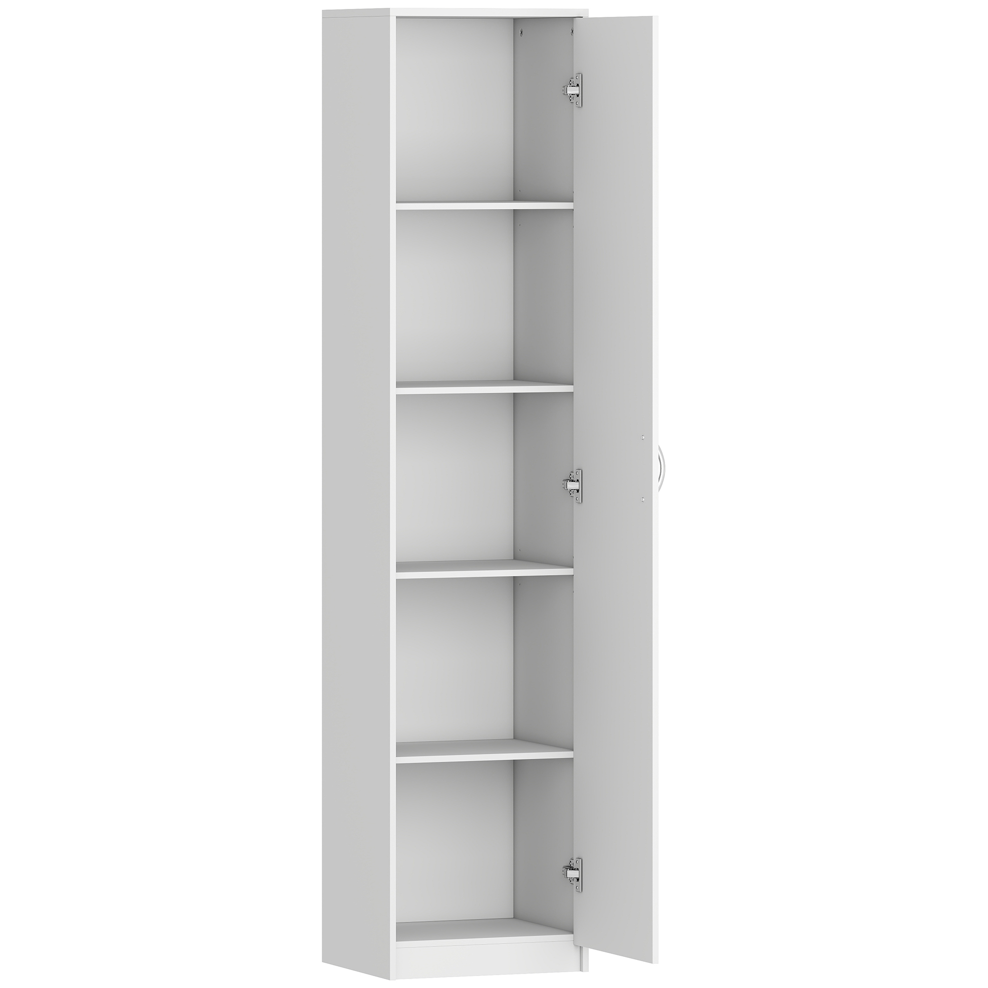Küchenschrank, 5-Ebenen-Aufbewahrungsschrank, verstellbare Regale, für Wohnzimmer, Küche, Vorratskammer, Holz, Weiß