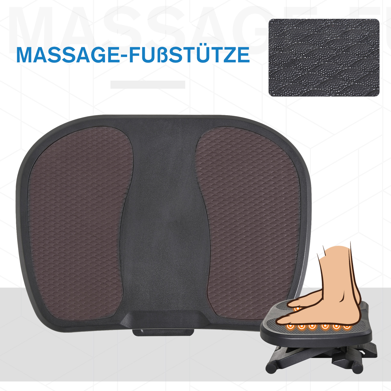 Fußstütze, Fußablage, höhenverstellbar, 0-30° neigbar, Schwarz