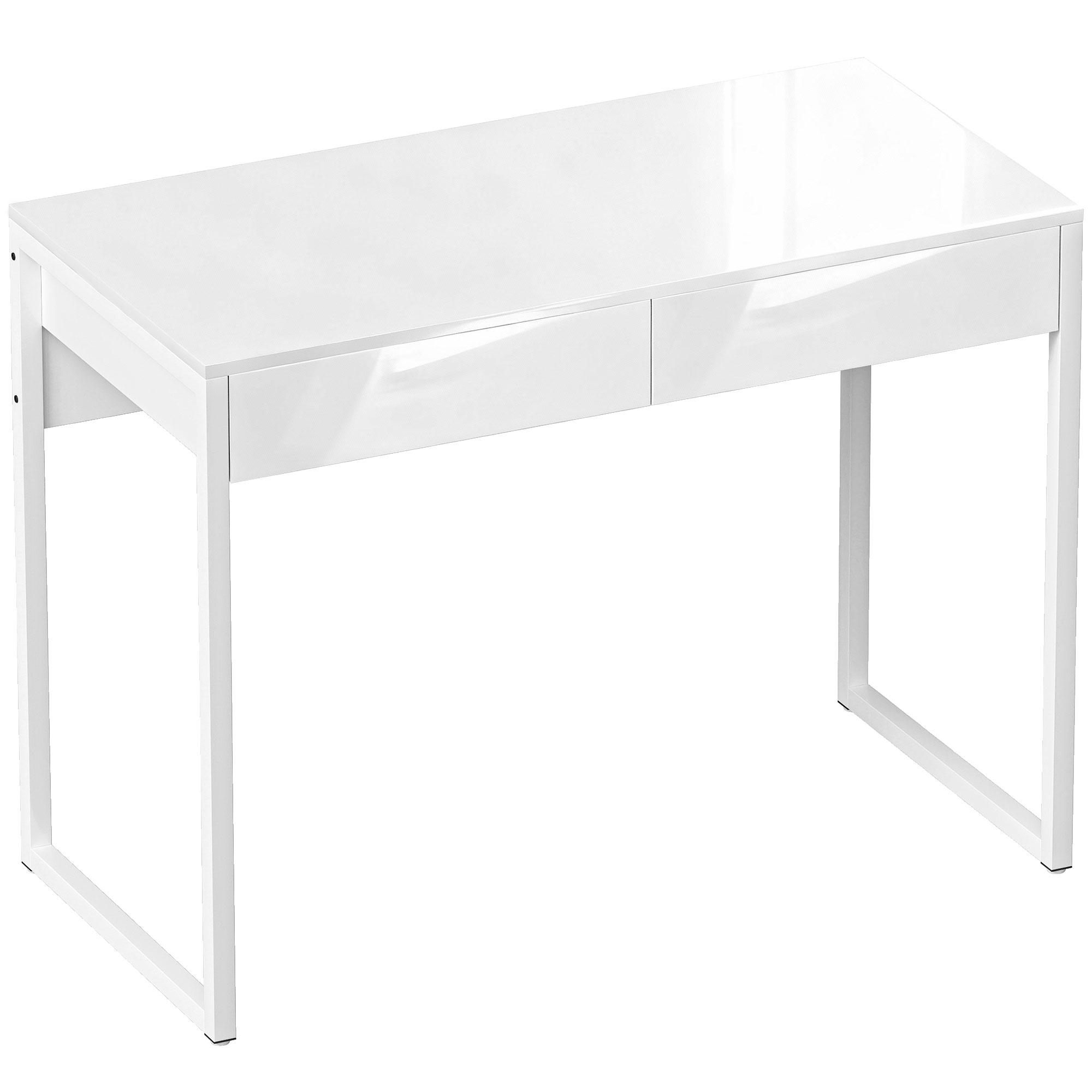 Schreibtisch 100 x 50 cm Computertisch Bürotisch mit 2 Schubladen, für kleine Räume, Weiß