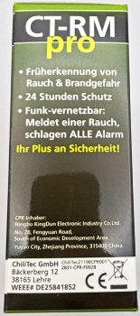 Funk-Rauchwarnmelder "CT-RM Pro", nach EN14604, koppelbar