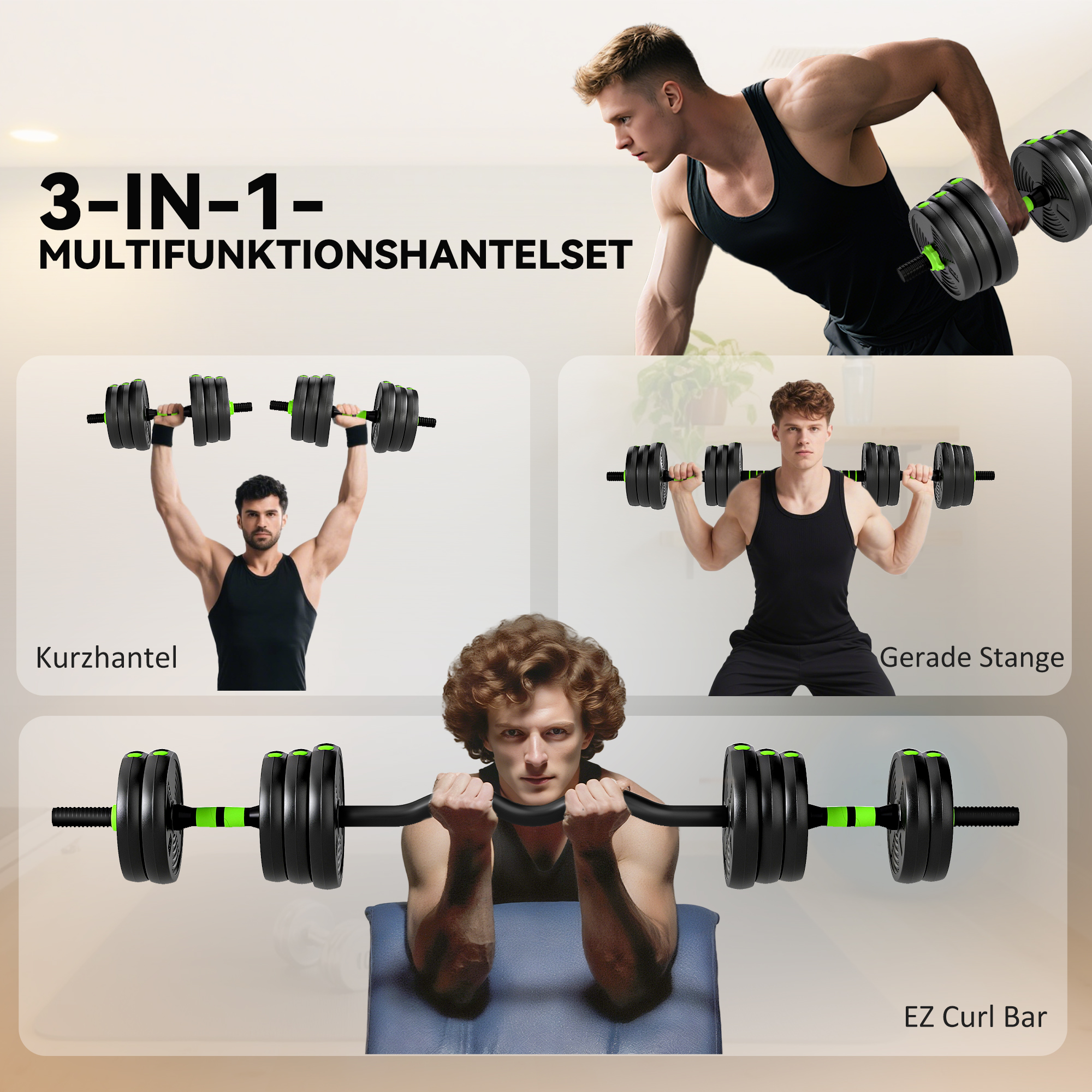 Hantelset verstellbar 20 KG Kurzhantel Set Kurzhanteln Langhanteln Hanteln Set für Krafttraining