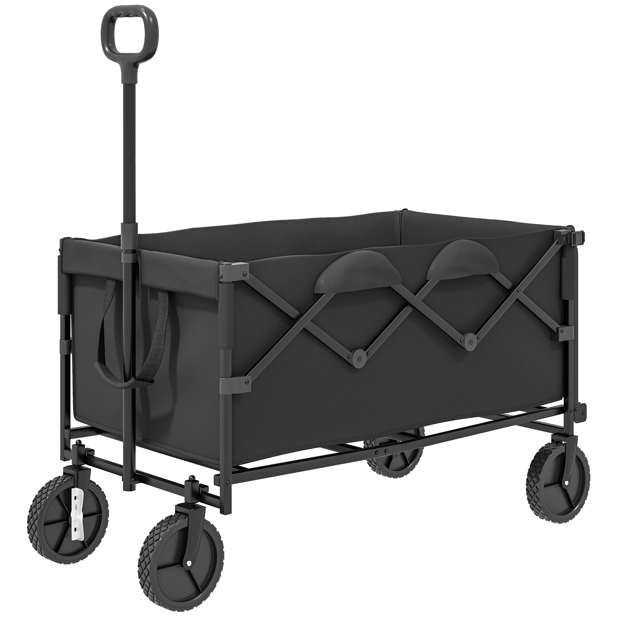 Gartenwagen 100 kg belastbar klappbar Erweiterter Transportwagen mit herausnehmbare Plane Schwarz Gartenwagen 100 kg belastbar klappbar Erweiterter Transportwagen mit herausnehmbare Plane Schwarz