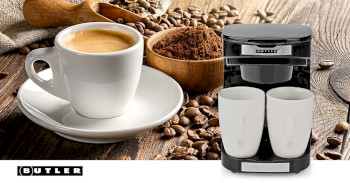 kompakte Kaffeemaschine | 2 Porzellantassen | 0,25 l | 450 W | Automatische Abschaltung | schwarz