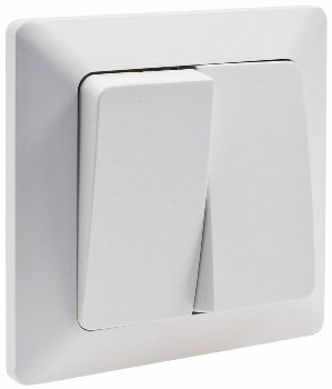 MILOS Serien-Schalter 2-fach weiß matt, 250V~/ 10A, inkl. Rahmen, UP
