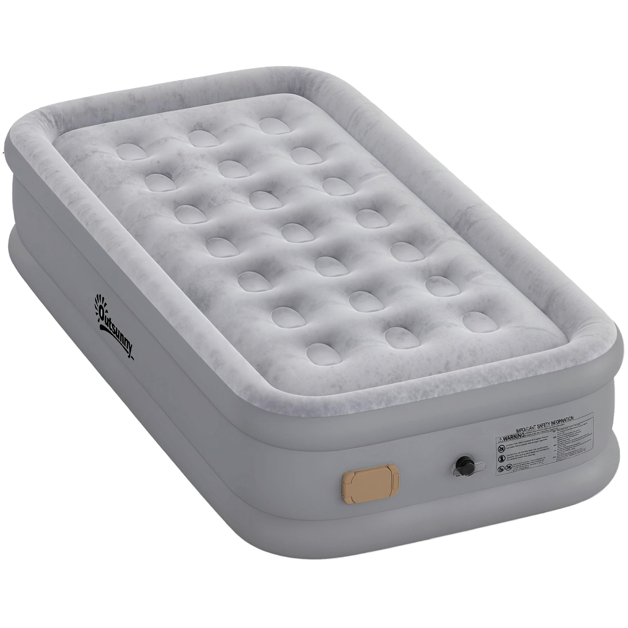 Luftmatratze, 1 Person, selbstaufblasend, Luftbett mit Integrierter elektrischer Pumpe in 3 Minuten Beflockte Oberfläche