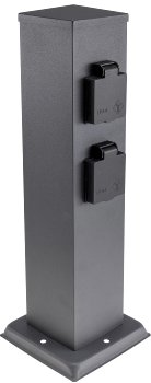 Steckdosensäule 4-fach, IP44, Anthrazit / 250V~/ 16A, 13x13x40cm