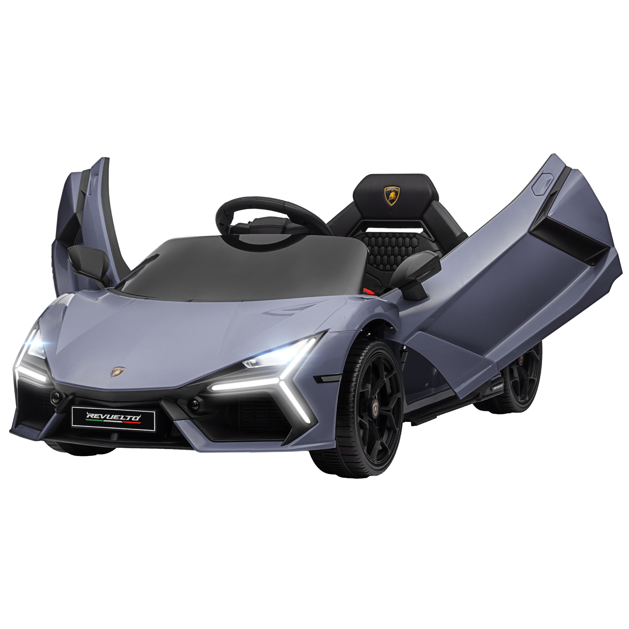 Elektroauto für Kinder von 3-5 Jahren, sanfter Antrieb, fernsteuerbar, mit Hupe, Kunststoff und Metall, Grau