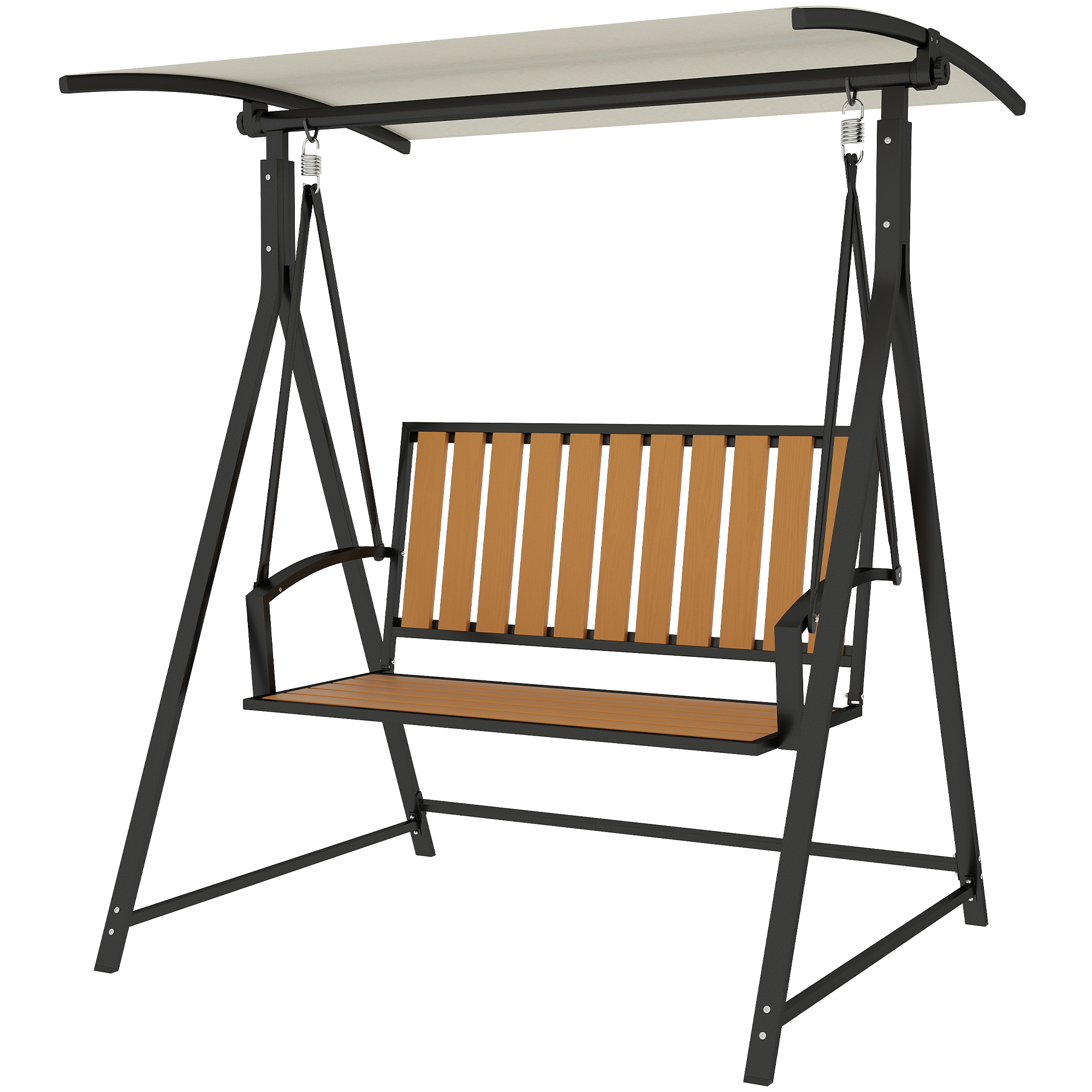 Hollywoodschaukel mit verstellbarem Sonnendach, 2-Sitzer Gartenschaukel 142 x 112 x 162cm, Schwarz Hollywoodschaukel mit verstellbarem Sonnendach, 2-Sitzer Gartenschaukel 142 x 112 x 162cm, Schwarz