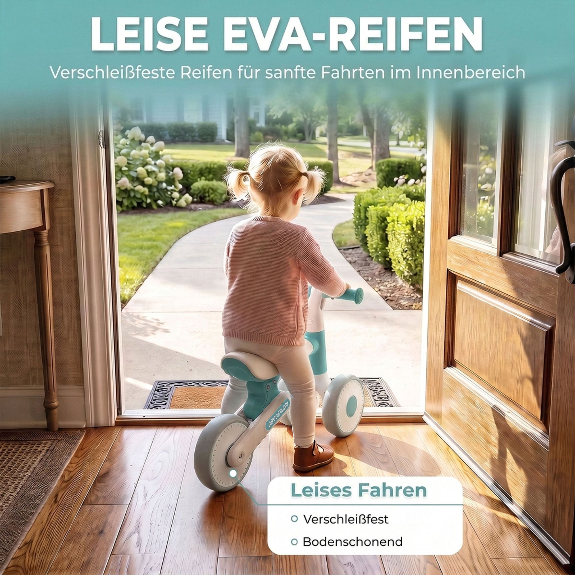 Kinder Laufrad Klappbar Lauflernrad mit leisen EVA-Rädern Höhenverstellbarer Sitz für 1-2 Jahre Blau