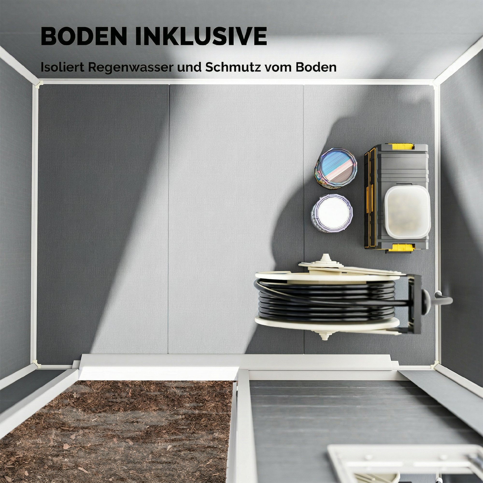 Gerätehaus 1,9m² 182 x 121 x 200cm Geräteschuppen mit Satteldach Boden Abschließbarer Tür