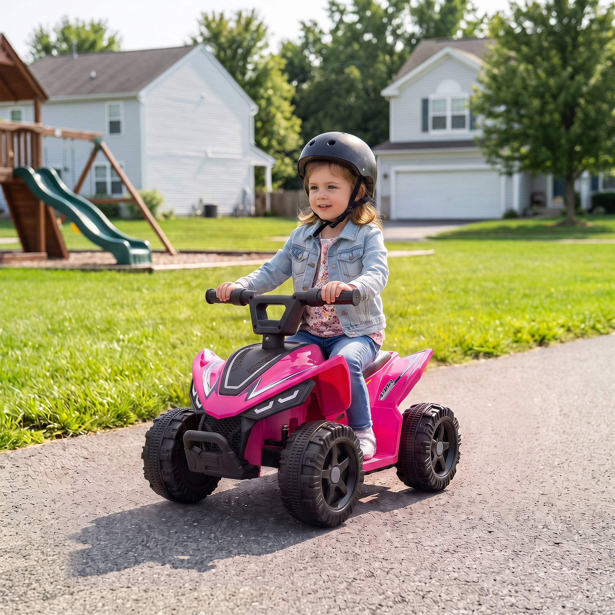 Kinder Quad Elektro 6V Kinderquad mit Lithium-Akku Vorwärtsfunktion Lenkerknopf-Steuerung 1,5-2 Jahre Hellrot