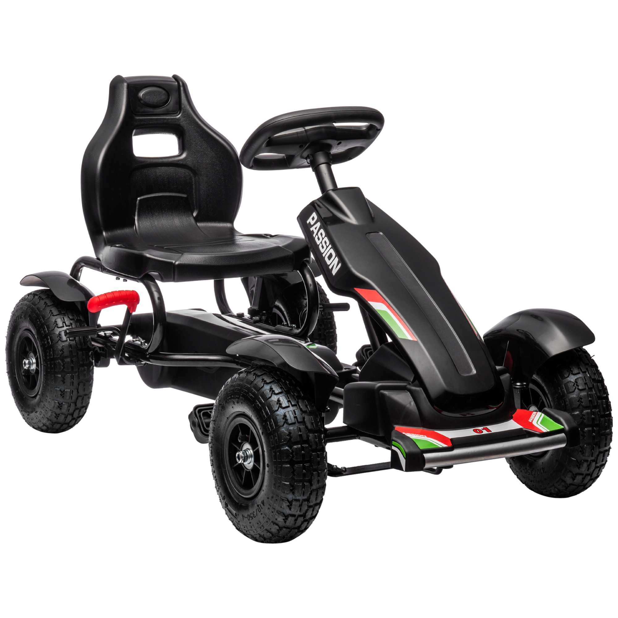 Kinder-Gokart, verstellbarer Sitz, Handbremse, ab 5 Jahren, 121 x 58 x 61 cm, Schwarz