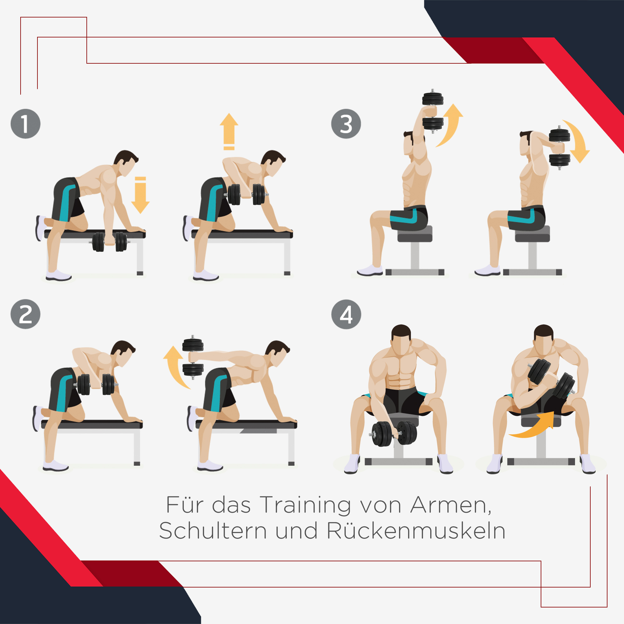 Kurzhantel Set 30KG Hantelset mit Hantelscheiben für Zuhause Büro Fitnessstudio Stahl Kunstleder Schwarz Krafttraining