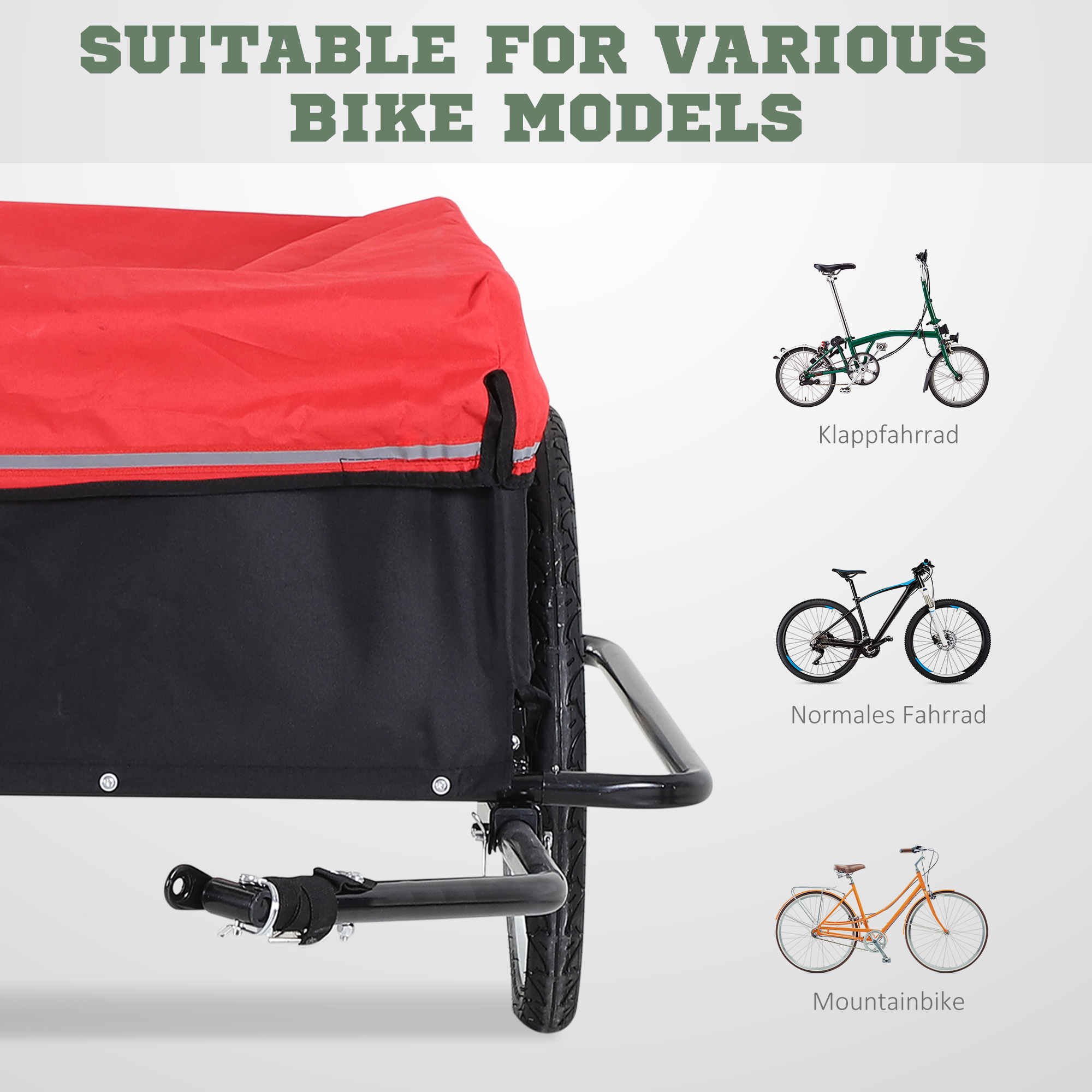 Fahrradanhänger, klappbar Lastenanhänger mit Kupplung,Transportwagen bis 40 kg belastbar, Transportanhänger Anhänger für Fahrrad Handwagen 140 x 88 x 60 cm
